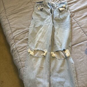 Abercrombie & Fitch Light Blue Distressed Boyfriend Jeans